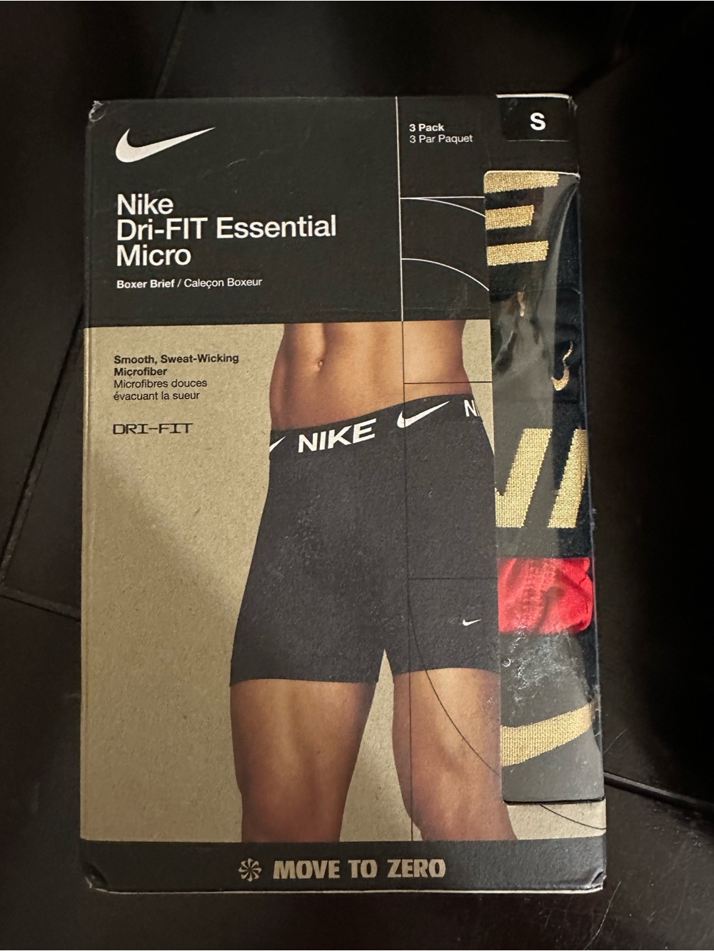 Nike Men's Dri-FIT Micro Boxer Briefs – Black with Gold Accent